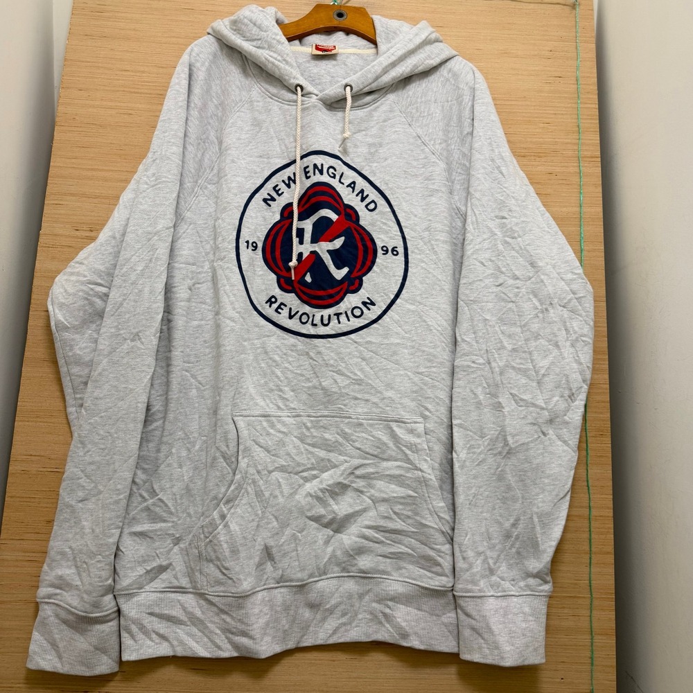 Homage New England Revolution MLS Hoodie Heather Gray XXL Raglan Pullover